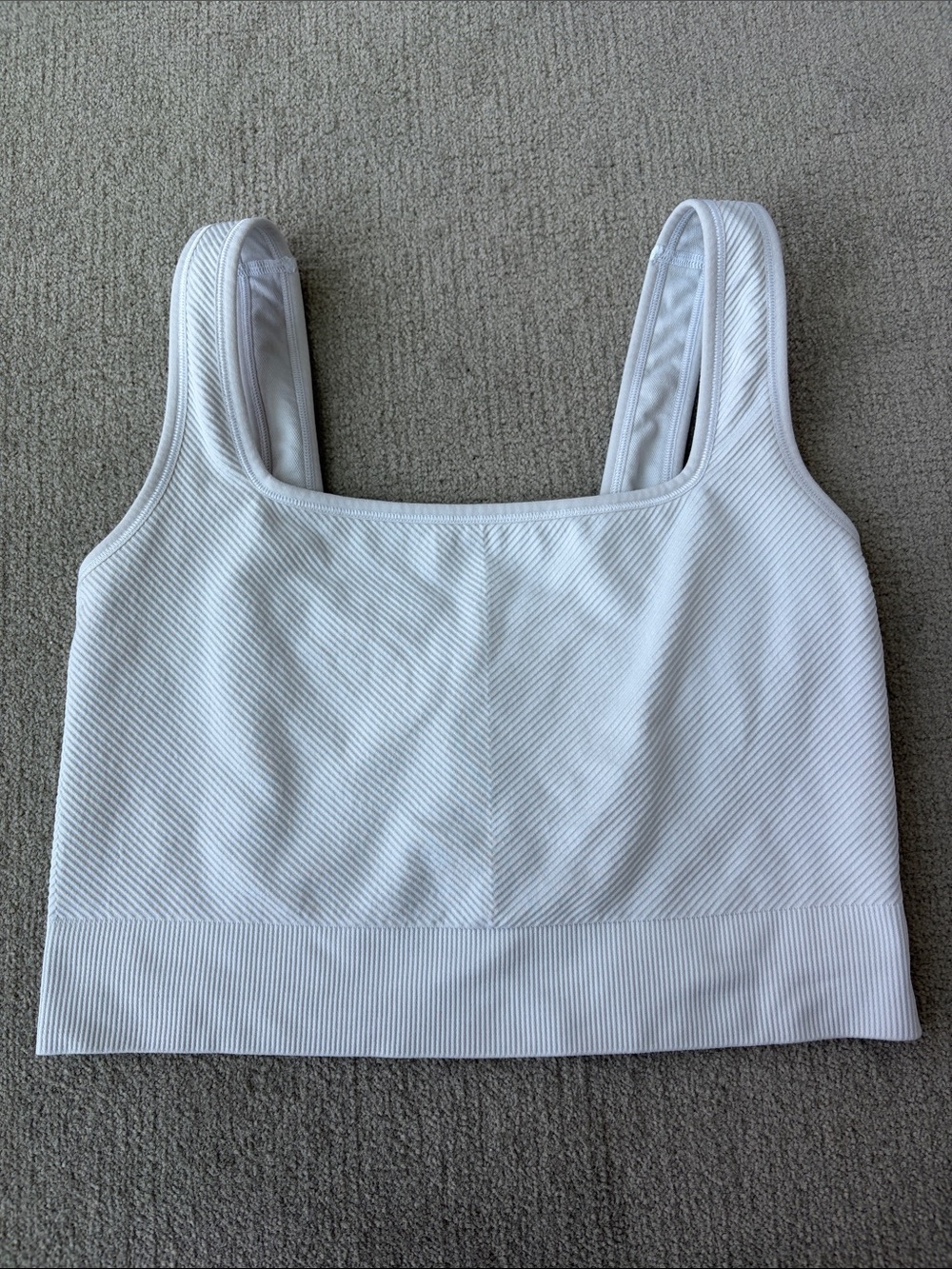 All in motion- White Ribbed Cropped Tank Top